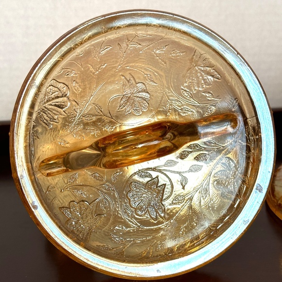 1950s Jeannette Glass Company Floragold candlesticks - Picture 7 of 7